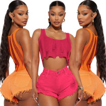 Fashion Casual Ragged Ragged Denim Shorts Fashion Casual Ragged Ragged Denim Shorts