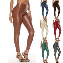 Multi color leather pants High waist leather pants Leggings Women's four side elastic hip lifting sexy pants
