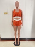 Casual popcorn fabric sleeveless two-piece set