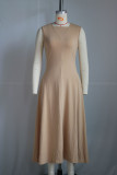 Temperament Commuter Short Sleeve Solid Color Dress