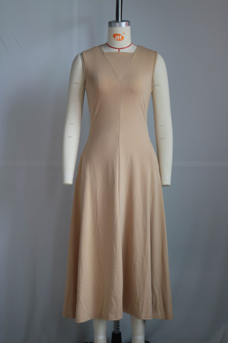 Temperament Commuter Short Sleeve Solid Color Dress