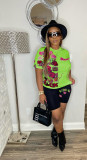 Fashion printed T-shirt shorts two-piece set