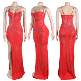 Sexy Hot Diamond Slim Slim Slim Strap Wrap Hip Split Dress