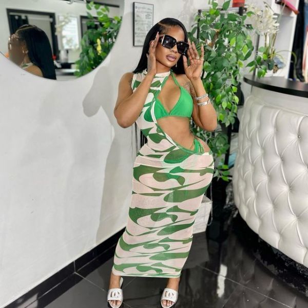 Fashion Irregular One Shoulder Mesh Sandwich 3-piece Set