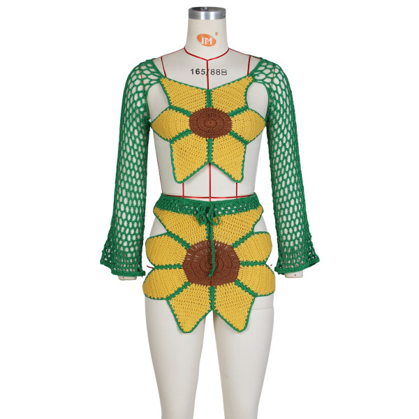 Women's beach suit Sexy hand crocheted sunflower fashion suit