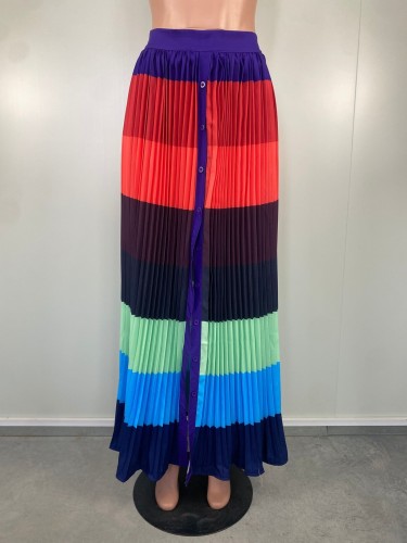 Fashion contrast pleated skirt
