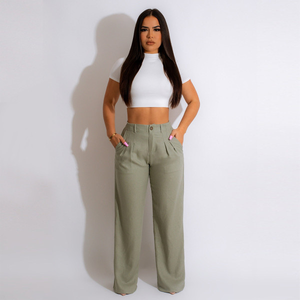 Fashion casual loose straight pants Solid casual pants