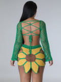 Women's beach suit Sexy hand crocheted sunflower fashion suit