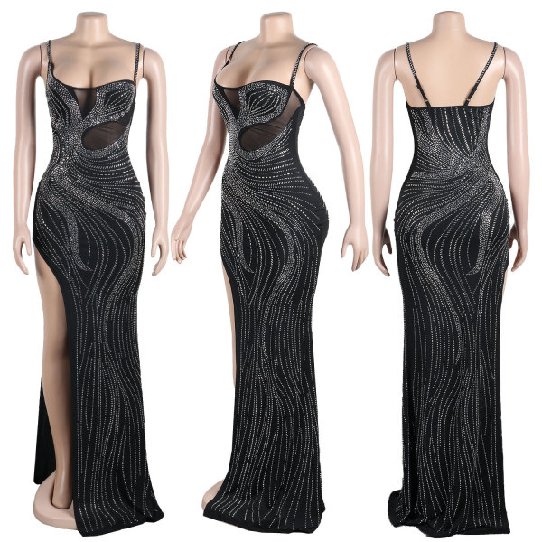 Sexy Hot Diamond Slim Slim Slim Strap Wrap Hip Split Dress