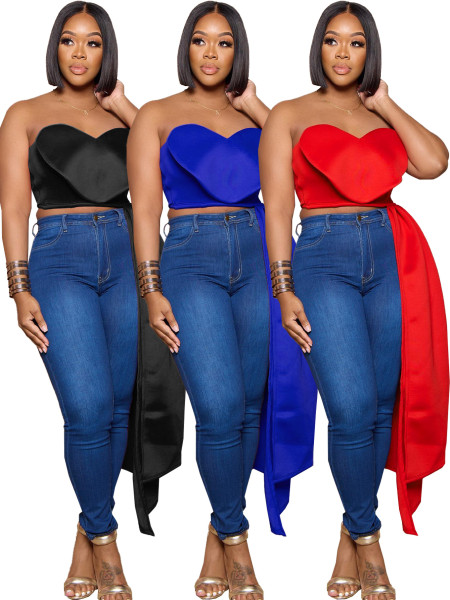 Women's fashion temperament bra irregular women's top