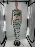 Fashion Irregular One Shoulder Mesh Sandwich 3-piece Set