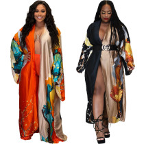 Positioning printed multicolor long skirt