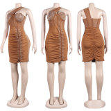 Sexy Slim Fit Hot Diamond Diagonal Shoulder Wrap Hip Dress