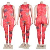 Sexy printed bodysuit with hand sleeve nightclub outfit