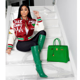 Positioning printed threaded fashion women's top baseball jacket