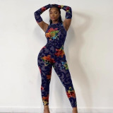 Sexy printed bodysuit with hand sleeve nightclub outfit