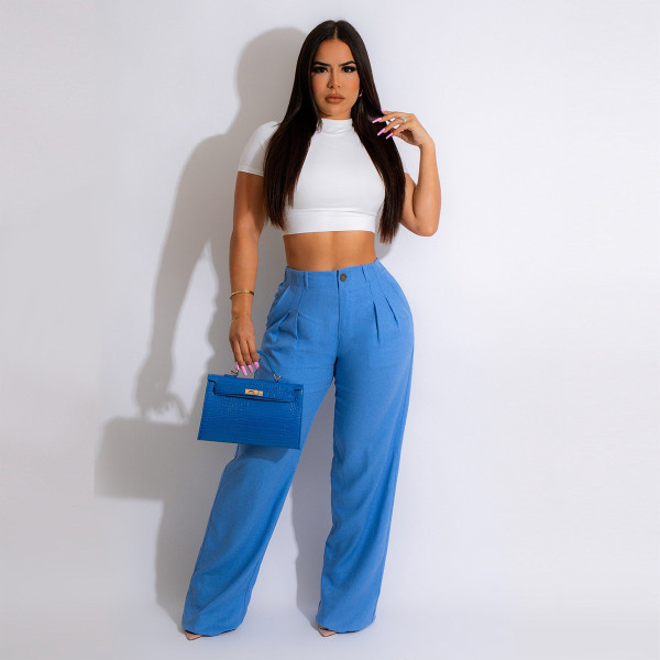 Fashion casual loose straight pants Solid casual pants