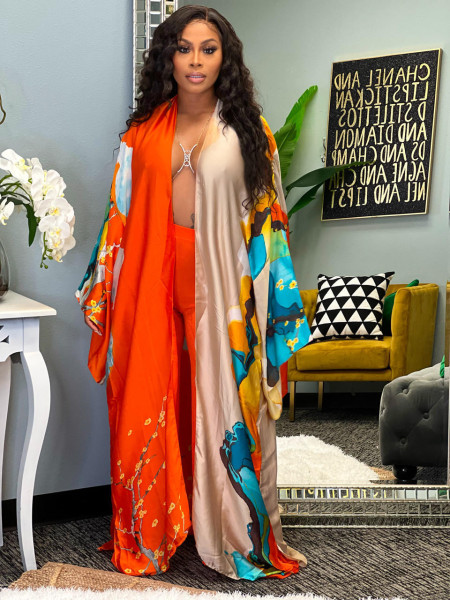 Positioning printed multicolor long skirt