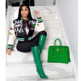 Positioning printed threaded fashion women's top baseball jacket