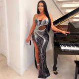 Sexy Hot Diamond Slim Slim Slim Strap Wrap Hip Split Dress