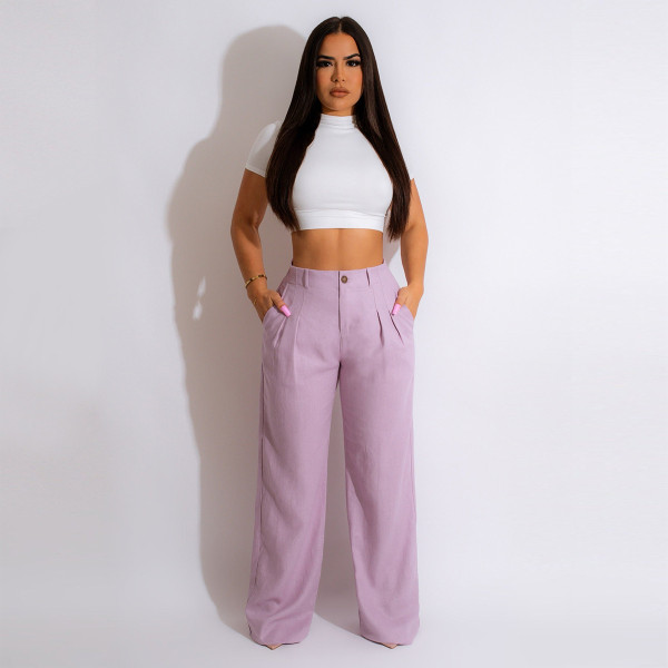 Fashion casual loose straight pants Solid casual pants