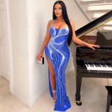 Sexy Hot Diamond Slim Slim Slim Strap Wrap Hip Split Dress