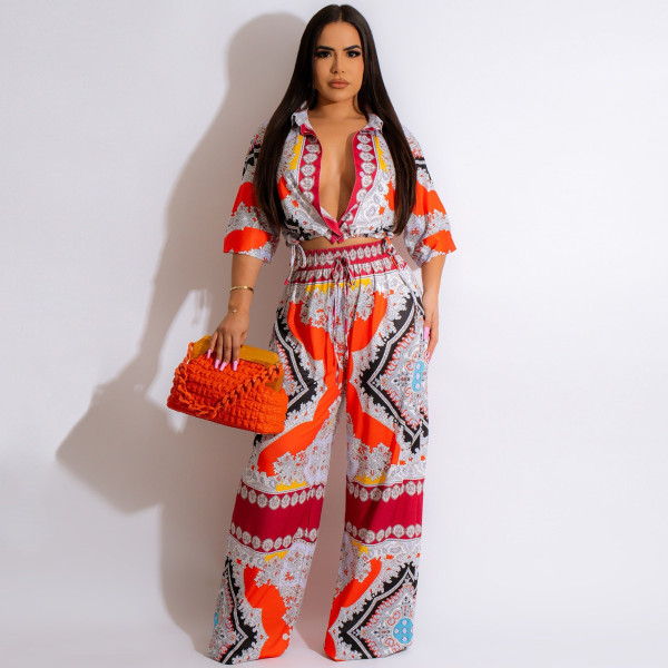 Fashion Casual Paisley Holiday two-piece set
