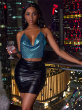 Slim fitting suspender with chest pad and neck hanging one piece vest
