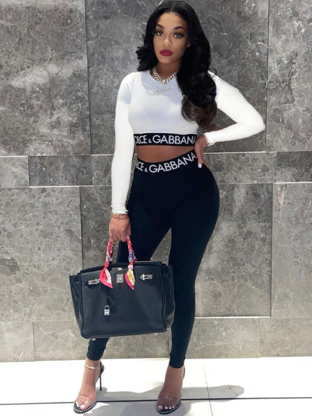 Sexy Fashion Print Slim Fit Two Piece Set