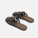 Half Baotou Outer Wear Slippers Casual Knitted Flat Bottom Anti slip Slippers