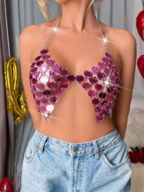 Sexy beaded shoulder strap suit