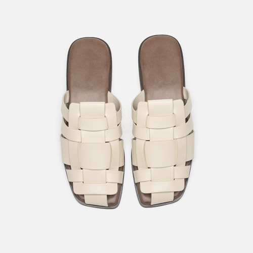Half Baotou Outer Wear Slippers Casual Knitted Flat Bottom Anti slip Slippers