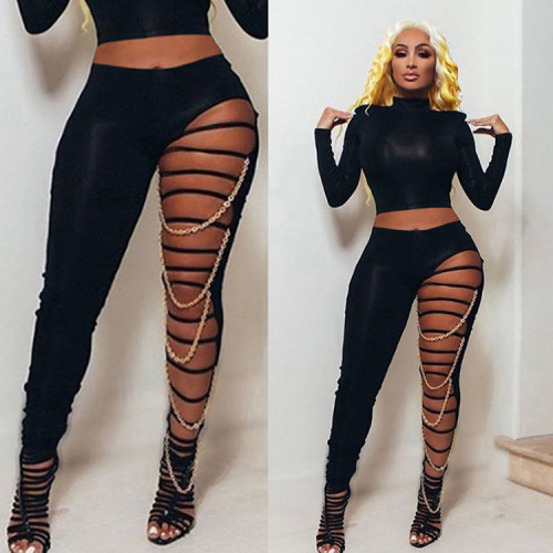 Fashion casual sexy ripped pants