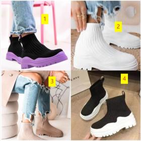 Round Toe Mid Heel Knitted Elastic Socks Boots Large Casual Boots Wool Short Boots