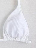 Sexy Solid Color High Waist Split Bikini Women's Summer Swimwear Hanging Neck Triangle Cup Swimwear