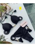Special Fabric Solid Color Corded Swimwear Multi Color