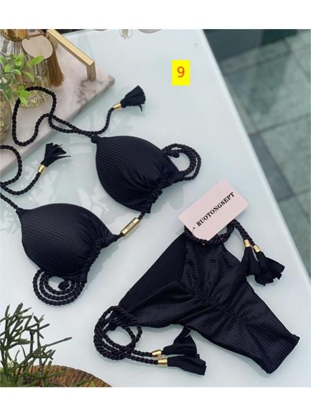 Special Fabric Solid Color Corded Swimwear Multi Color
