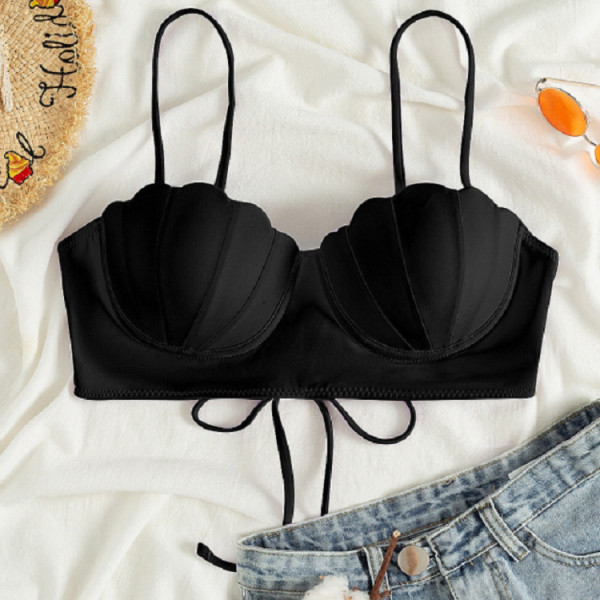 Solid shell steel bra swimsuit sexy bikini top