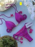 Special Fabric Solid Color Corded Swimwear Multi Color