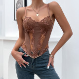 Sexy lace, rose pattern, fish bone stitching, diamond sling