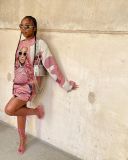 Women's Fashion Round Neck Pullover Head Print Dress