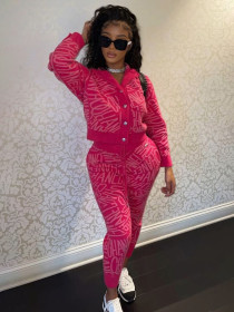 Fashion women's printed letter printing suit