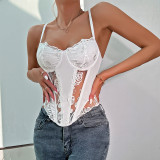 Sexy lace, rose pattern, fish bone stitching, diamond sling