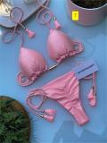 Special Fabric Solid Color Corded Swimwear Multi Color