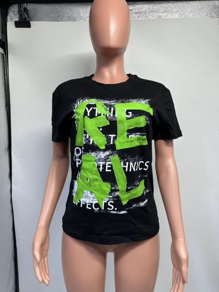 Fashion Fashion Brand Women's Real Letter Printing Casual Short Sleeve Cotton T-shirt