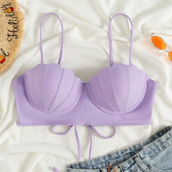 Solid shell steel bra swimsuit sexy bikini top