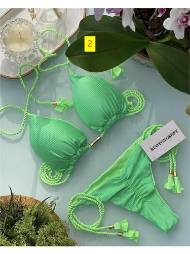 Special Fabric Solid Color Corded Swimwear Multi Color