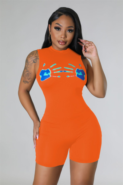 Slim Fit Fashion Round Neck Sleeveless Wrapped Hip Jumpsuit
