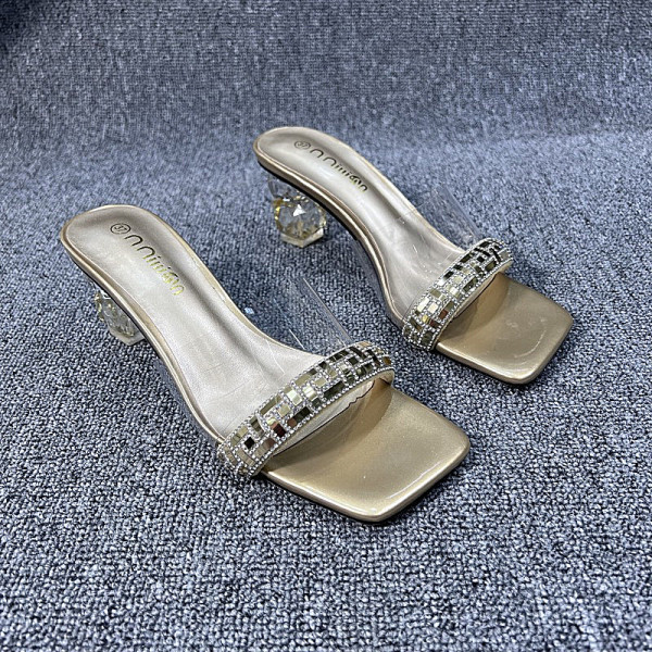 Transparent thick heel slippers, sandals, oversized women's shoes