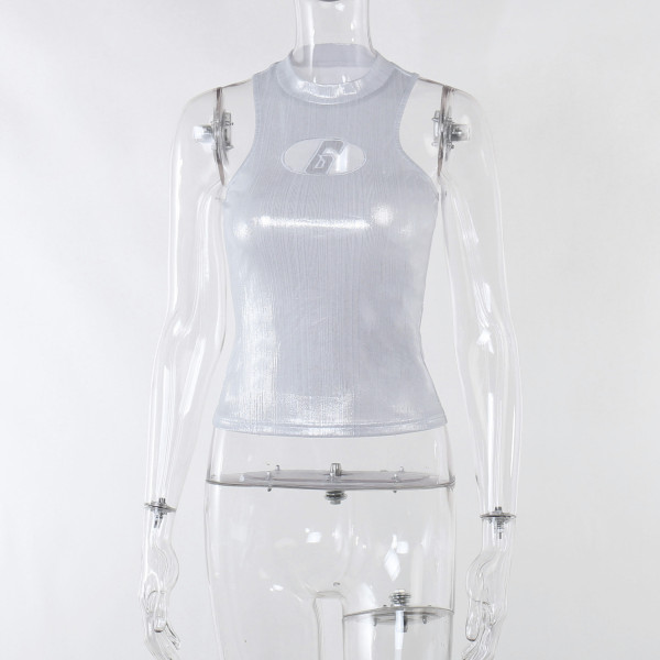 Knitted round neck cut-out halter vest Sexy Spicy Girls casual top